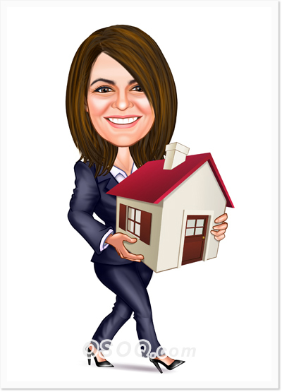 Land Agent Woman Caricature