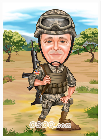 Military US Army Caricature