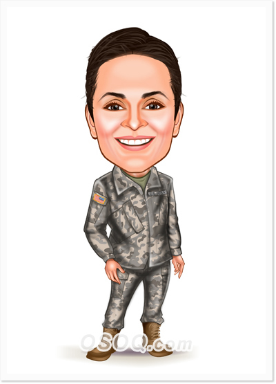 Female Soldier Military Caricature