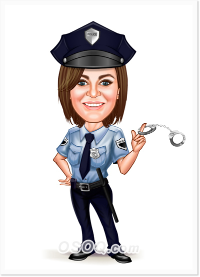 Female Police Officer Caricature