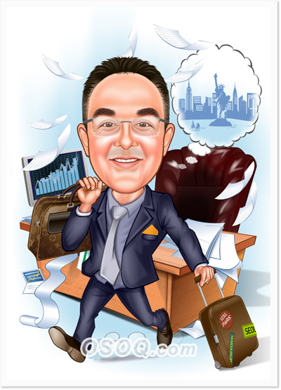 Retire Travel Plan Caricatures