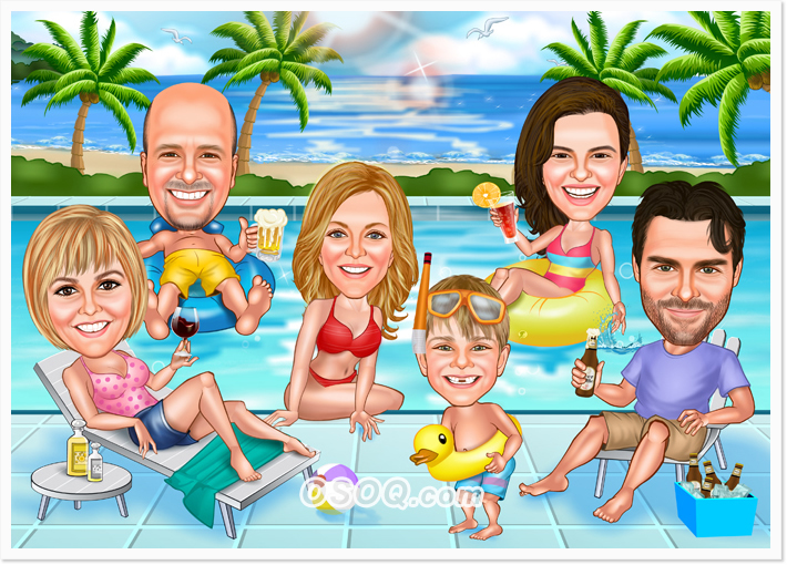 Big Family Group Caricatures