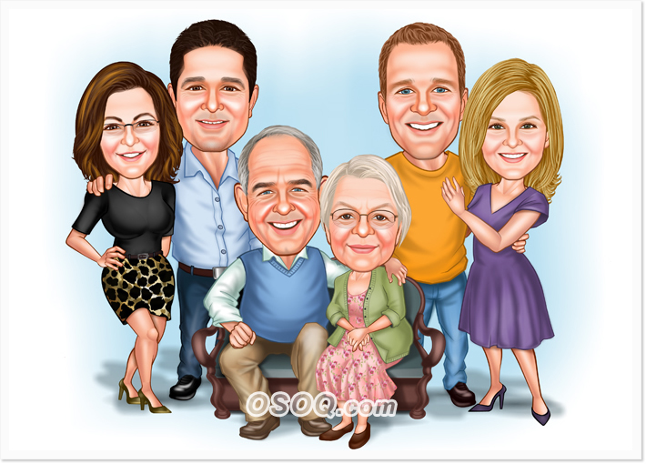 Family Group Caricatures 