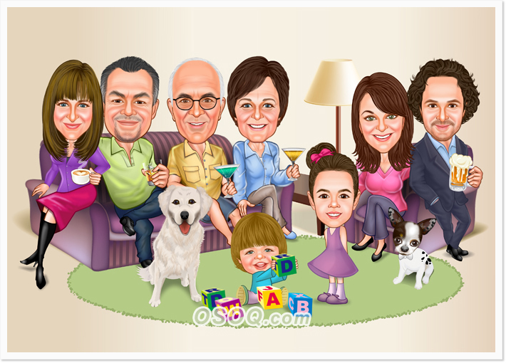 Family Time Caricatures