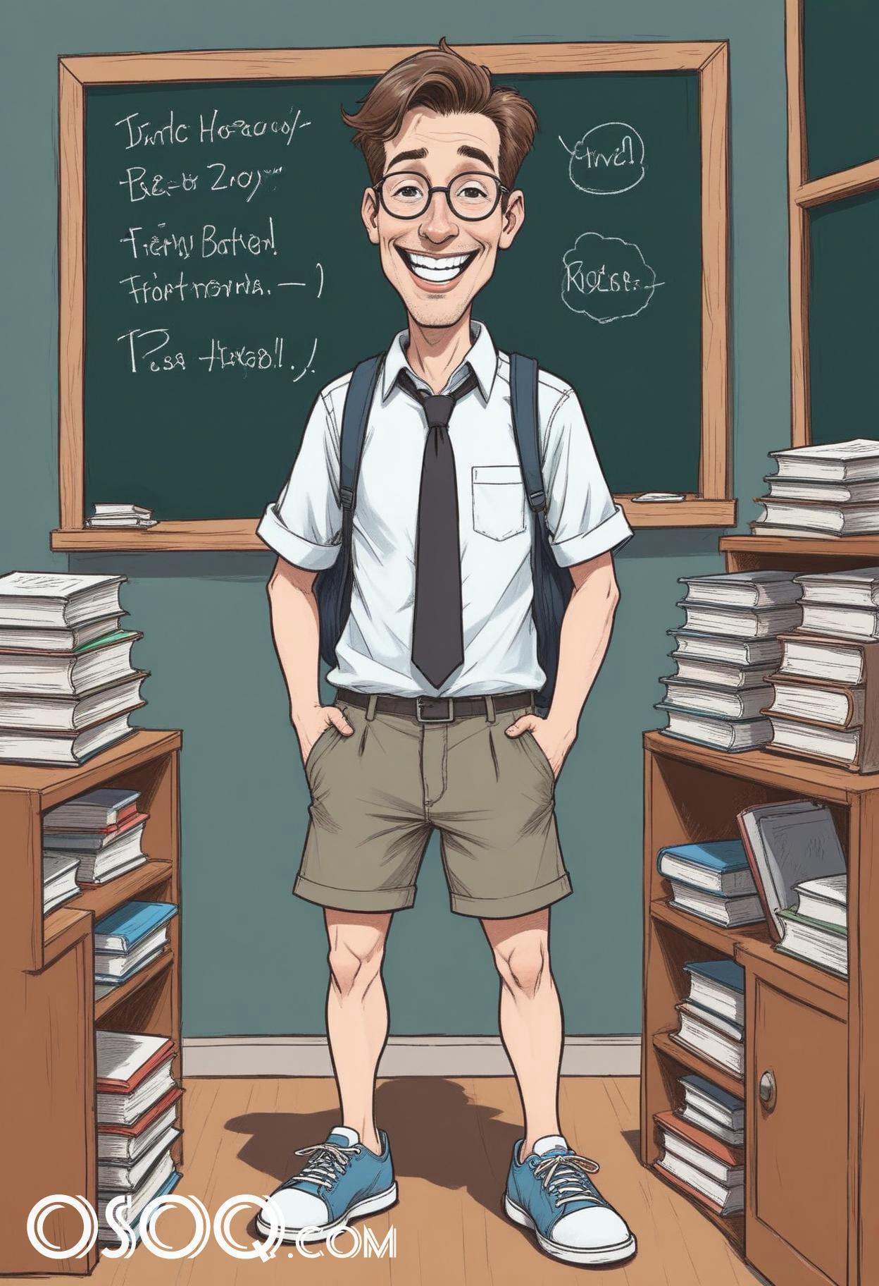 Teacher caricature cartoon clip art drawing 12