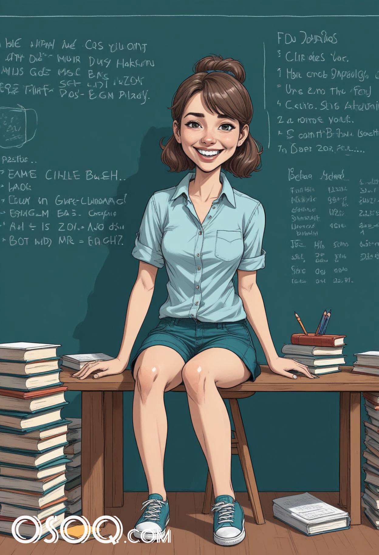 Teacher caricature cartoon clip art drawing 13