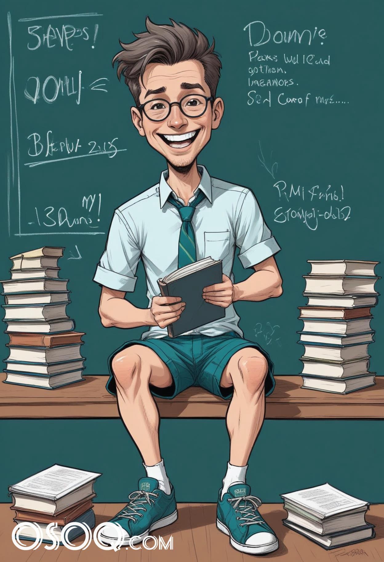 Teacher caricature cartoon clip art drawing 15