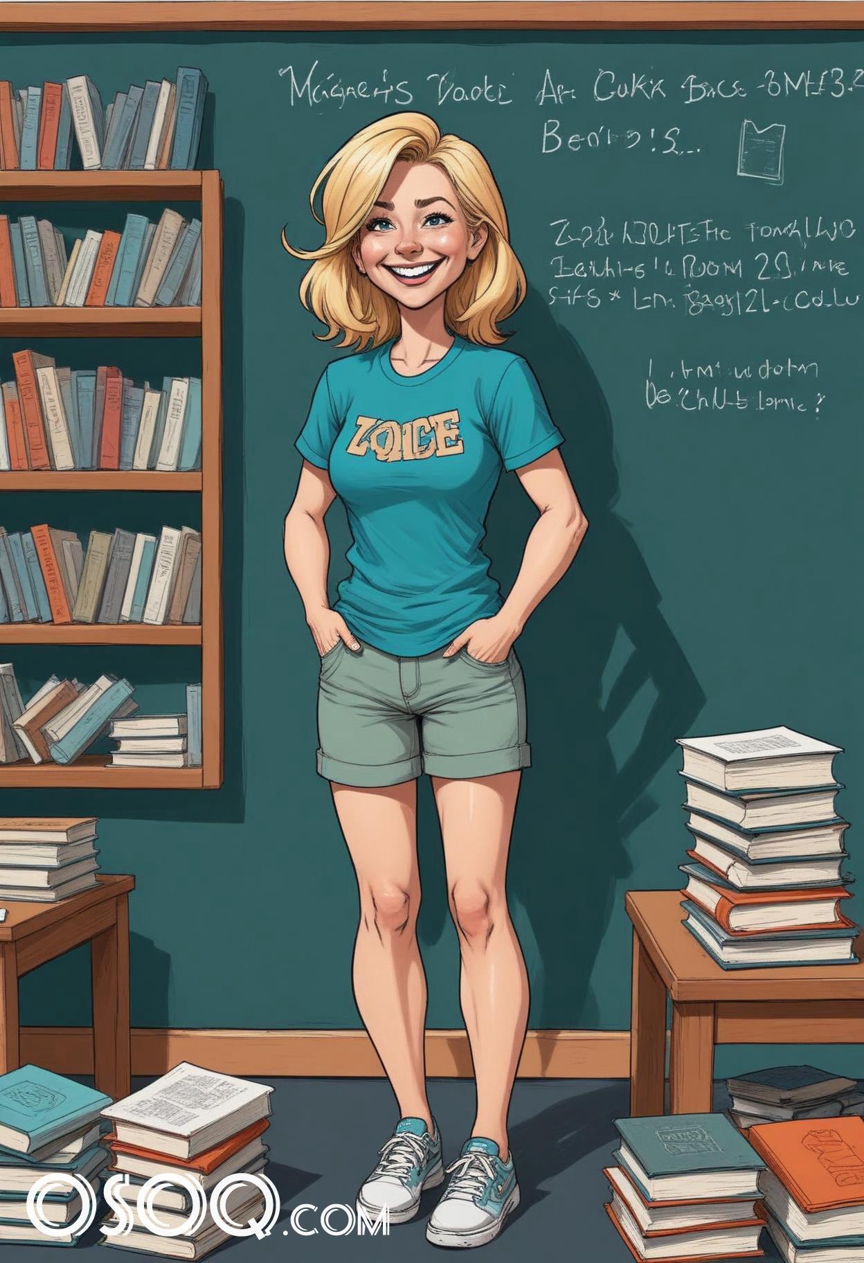 Teacher caricature cartoon portrait drawing 03