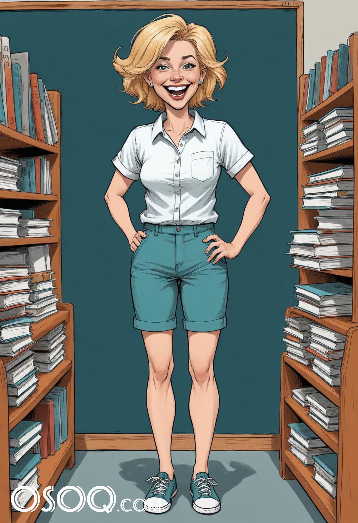 Teacher caricature cartoon portrait drawing 06