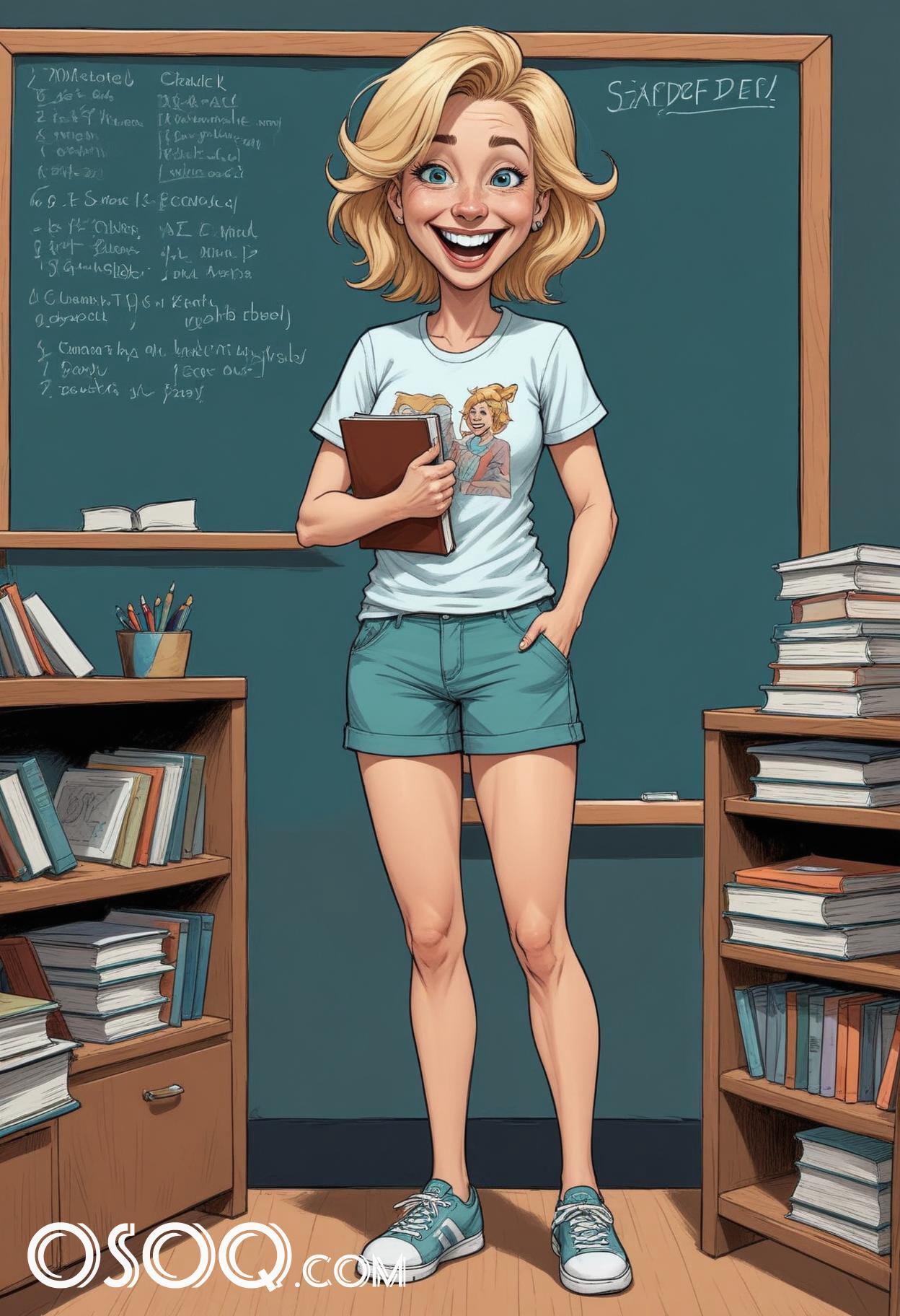 Teacher caricature cartoon portrait drawing 07