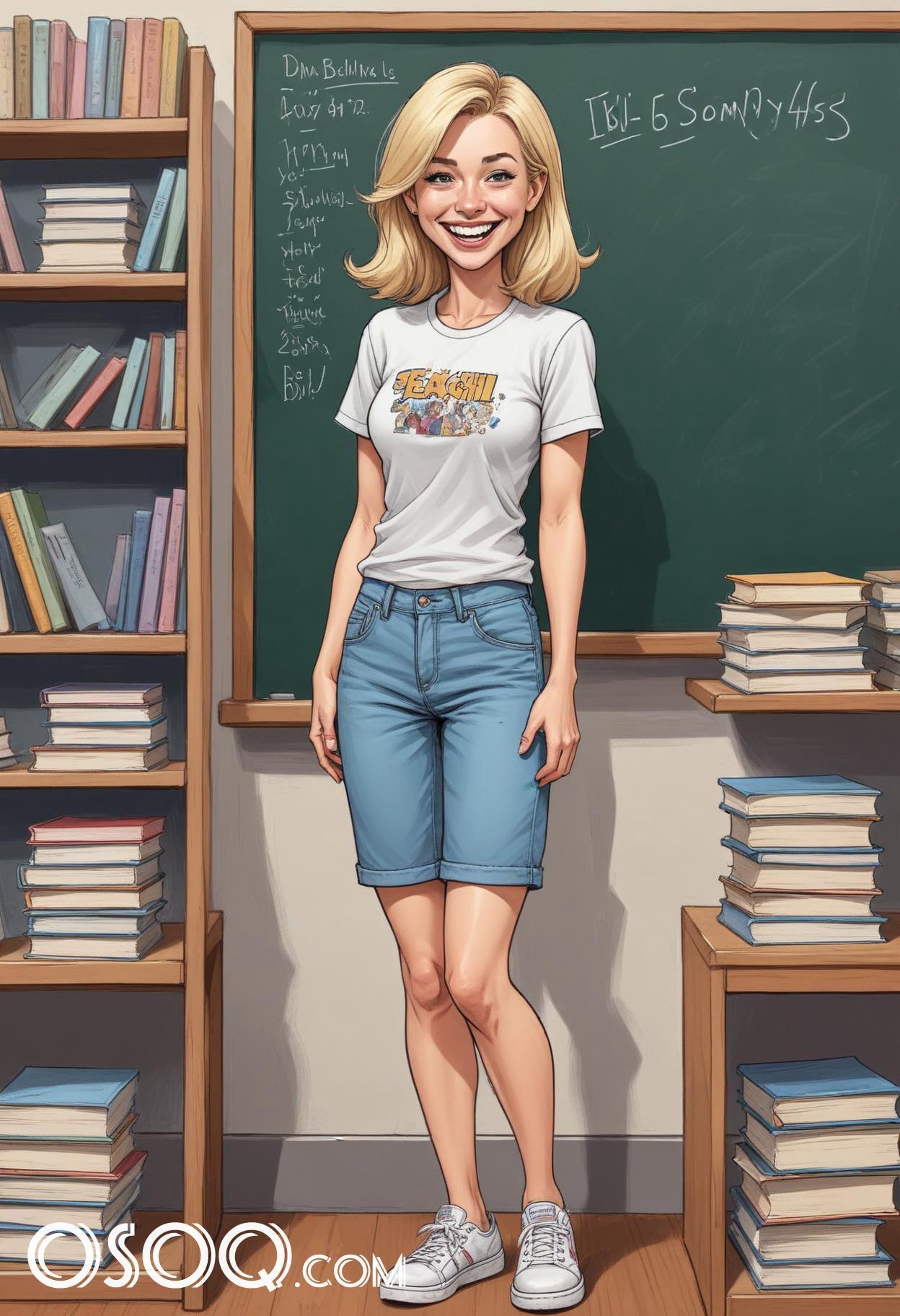Teacher caricature cartoon portrait drawing 09