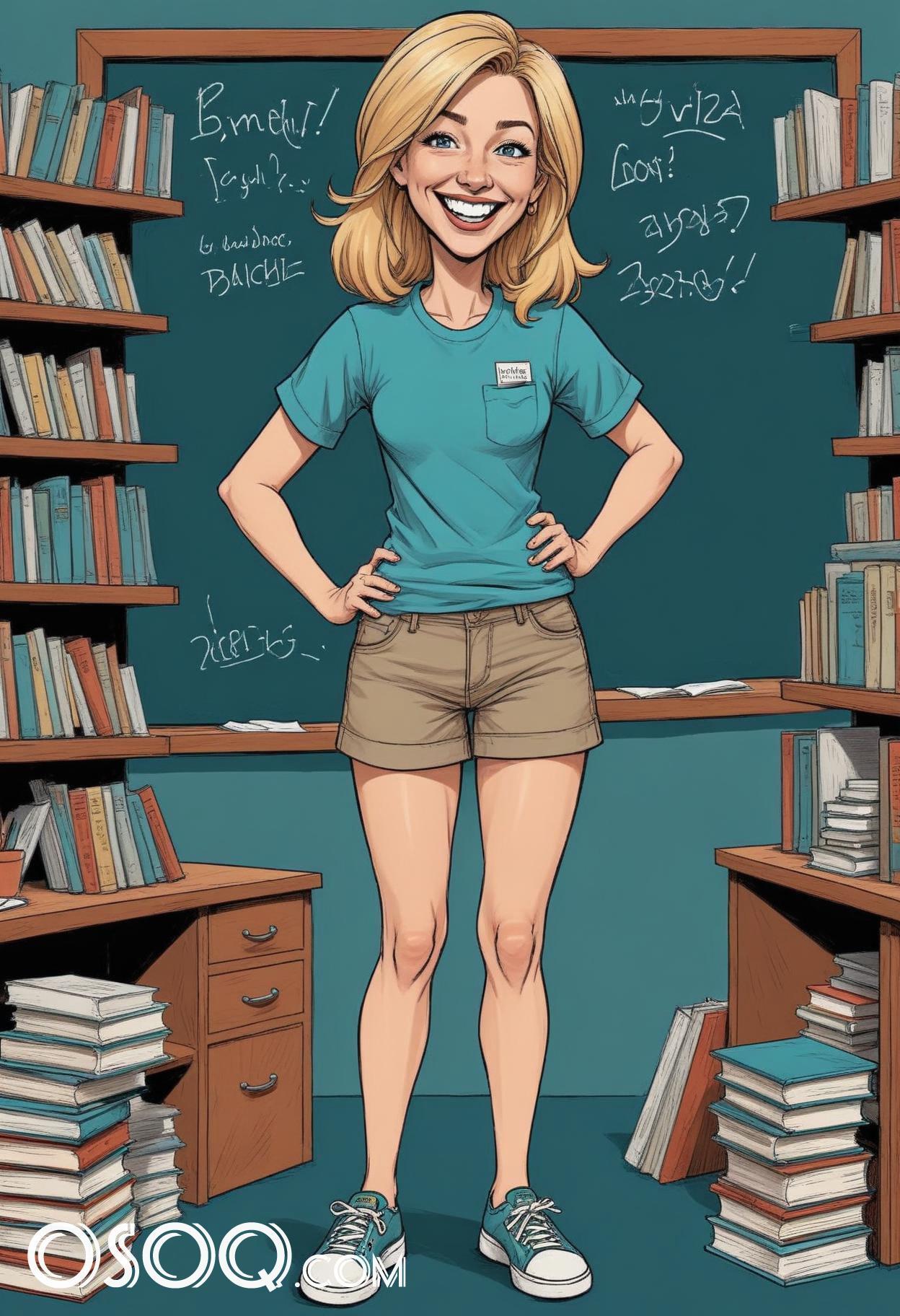 Teacher caricature cartoon portrait drawing 10