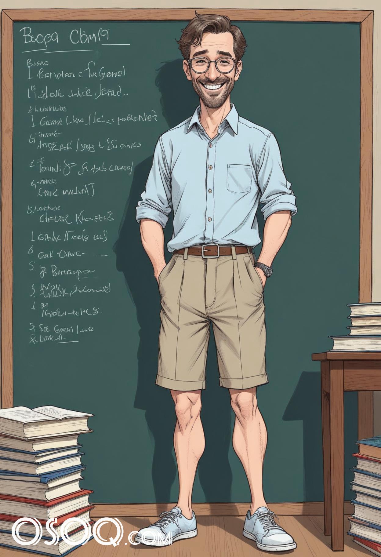 Teacher caricature cartoon portrait drawing 11