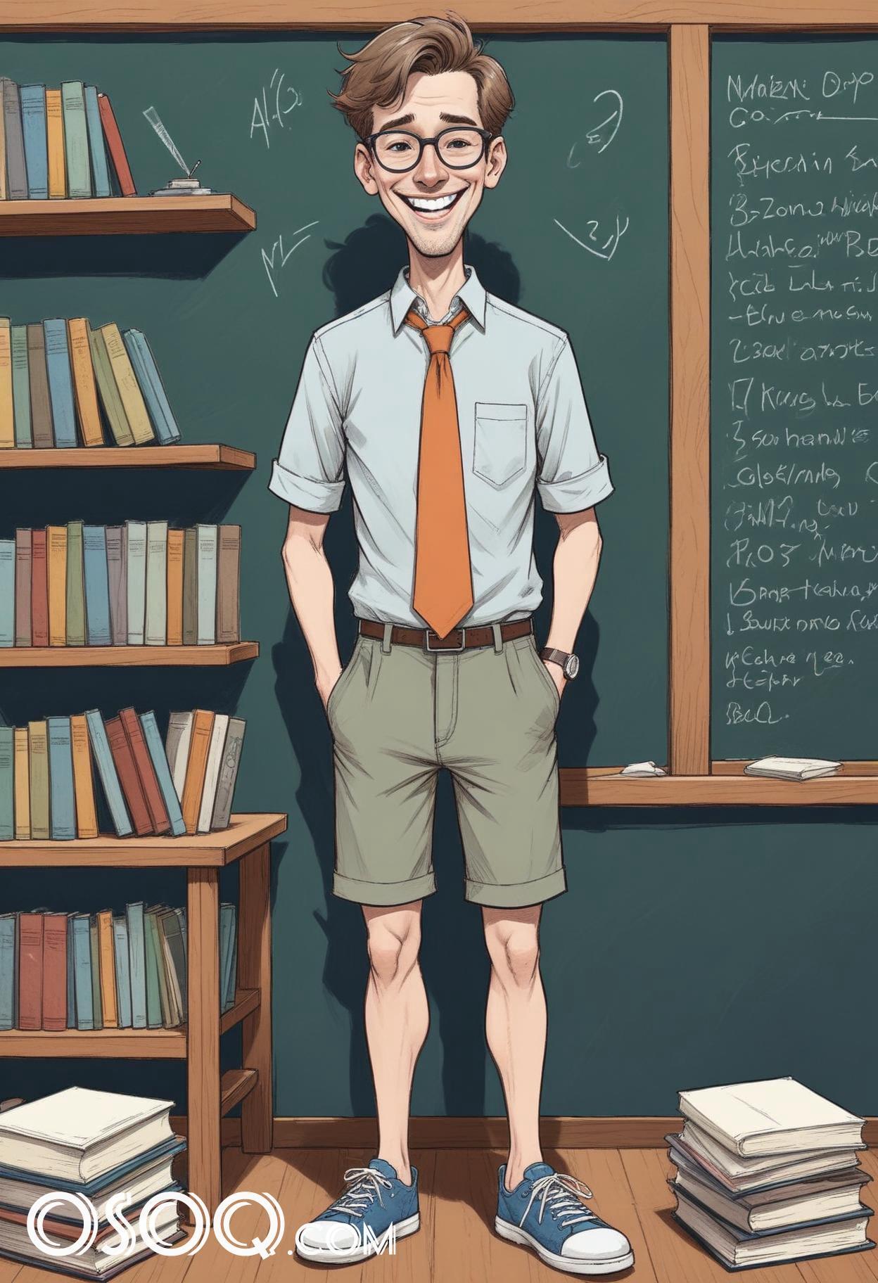 Teacher caricature cartoon portrait drawing 13