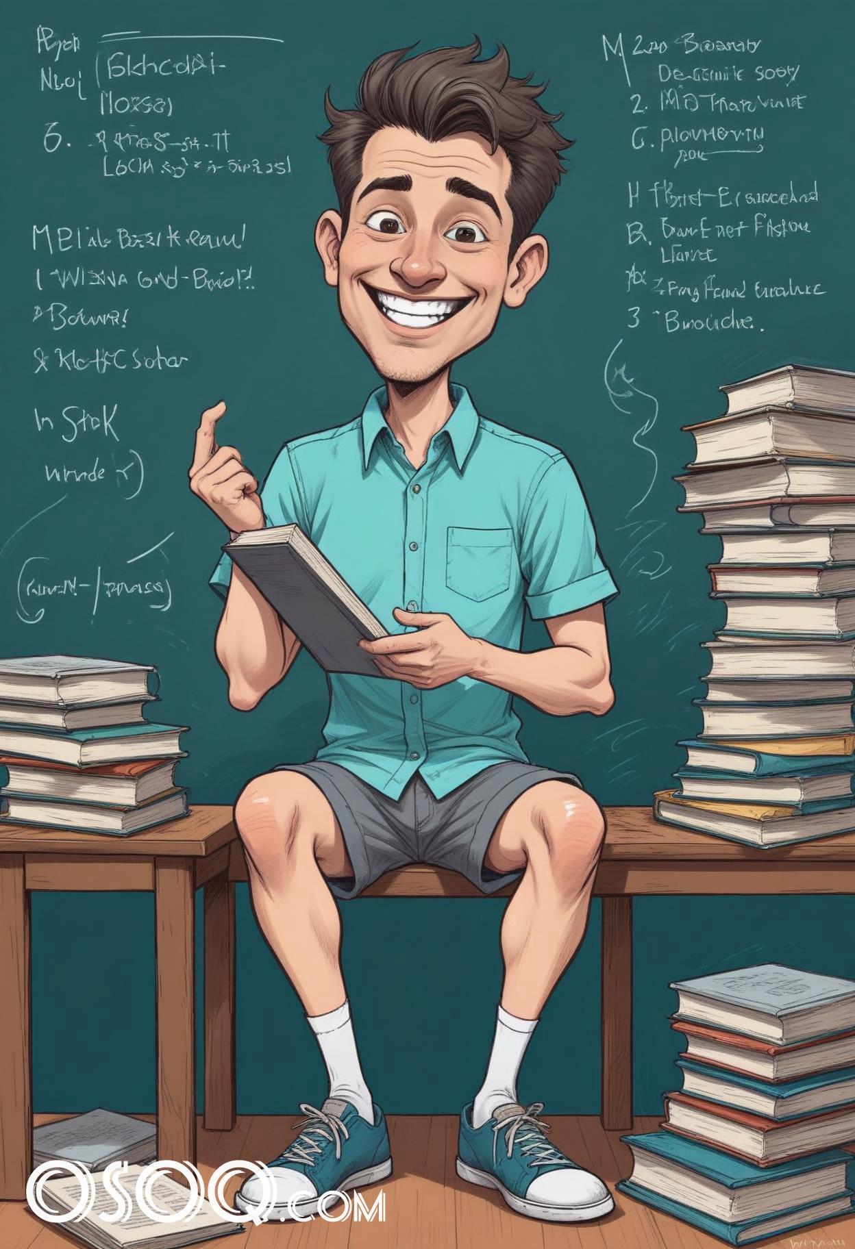 Teacher caricature cartoon portrait drawing 15