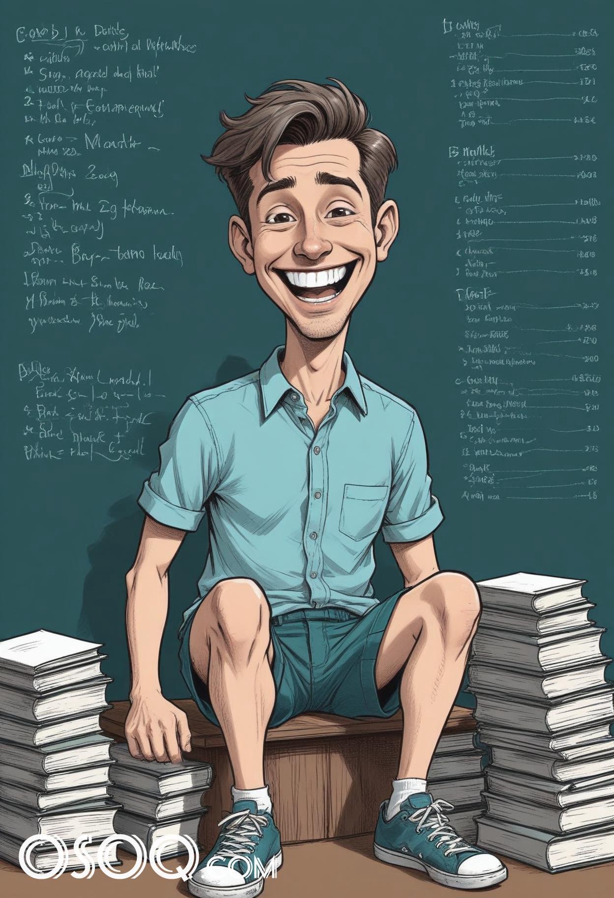 Teacher caricature cartoon portrait drawing 18