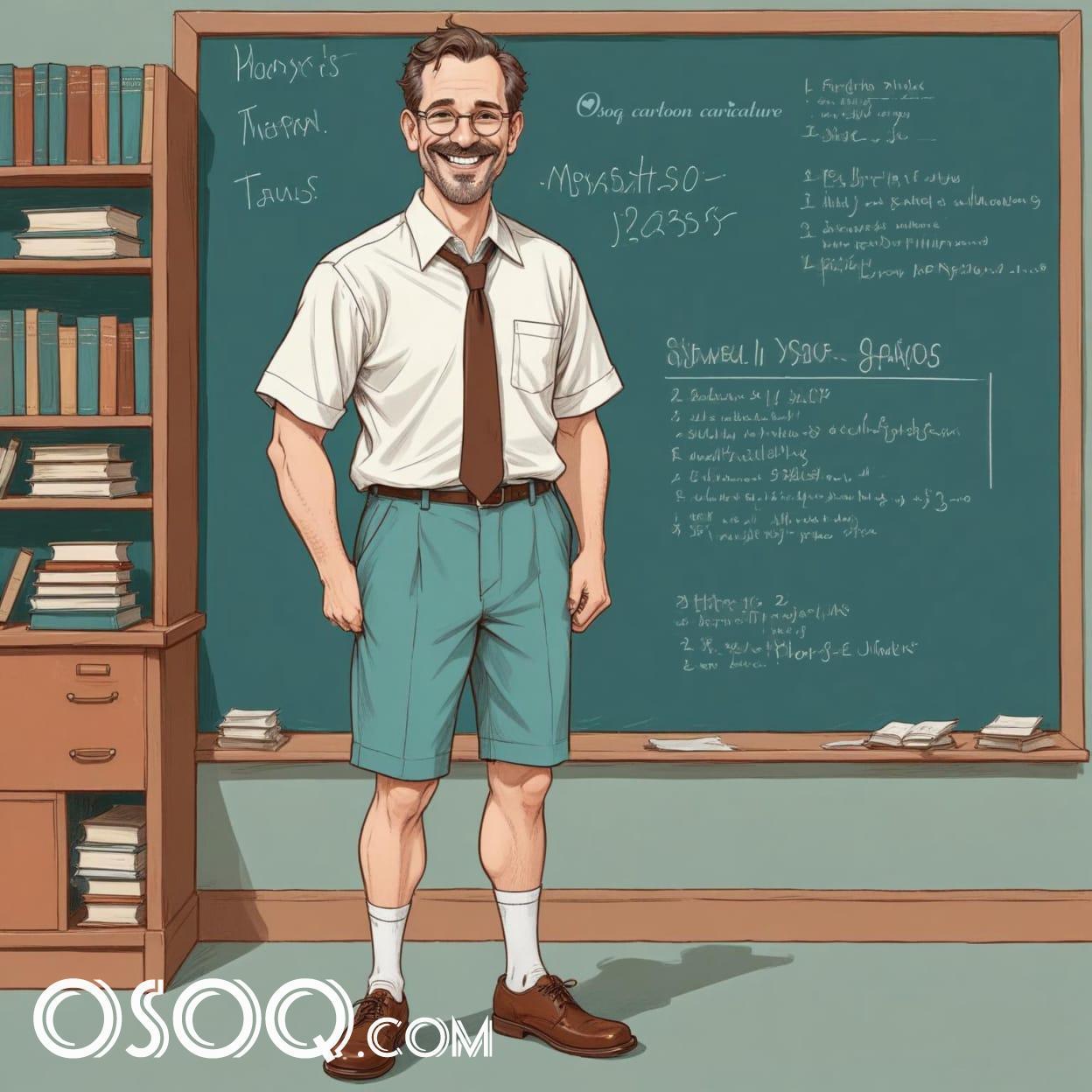 Teacher caricature cartoon portrait drawing 19