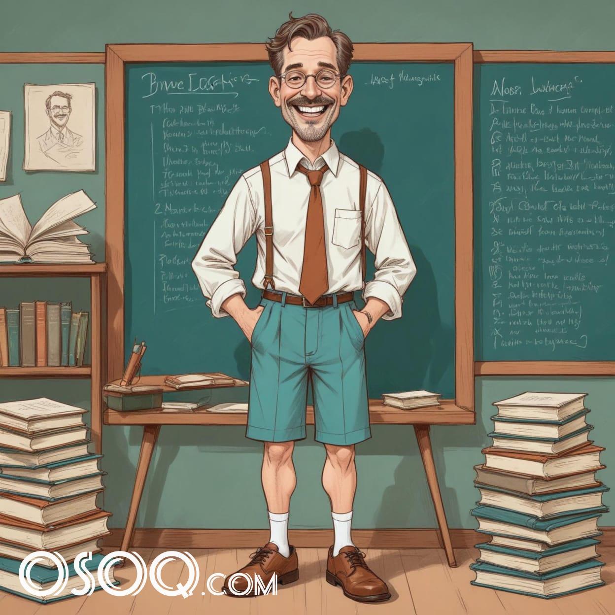 Teacher caricature cartoon portrait drawing 20