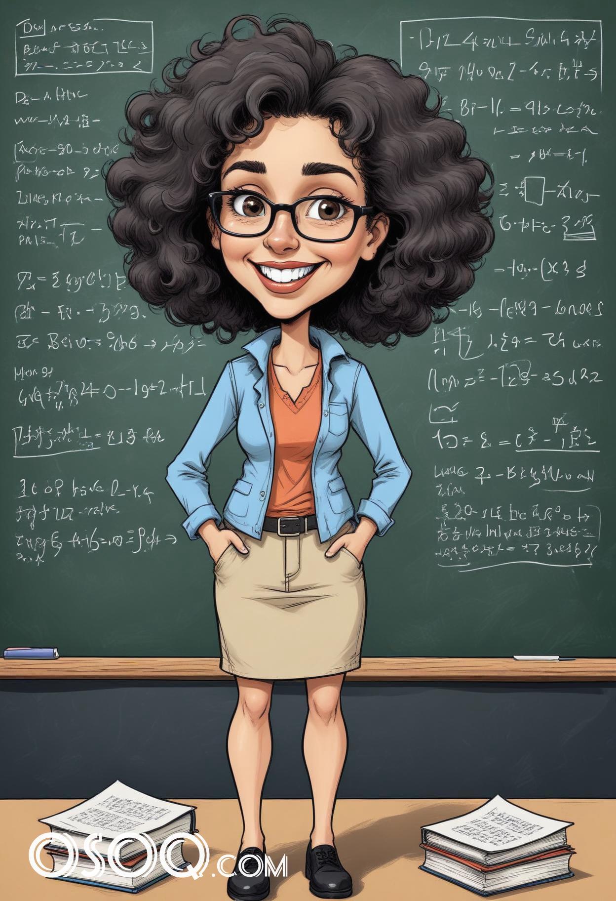 Beautiful teacher cartoon caricature drawing 01