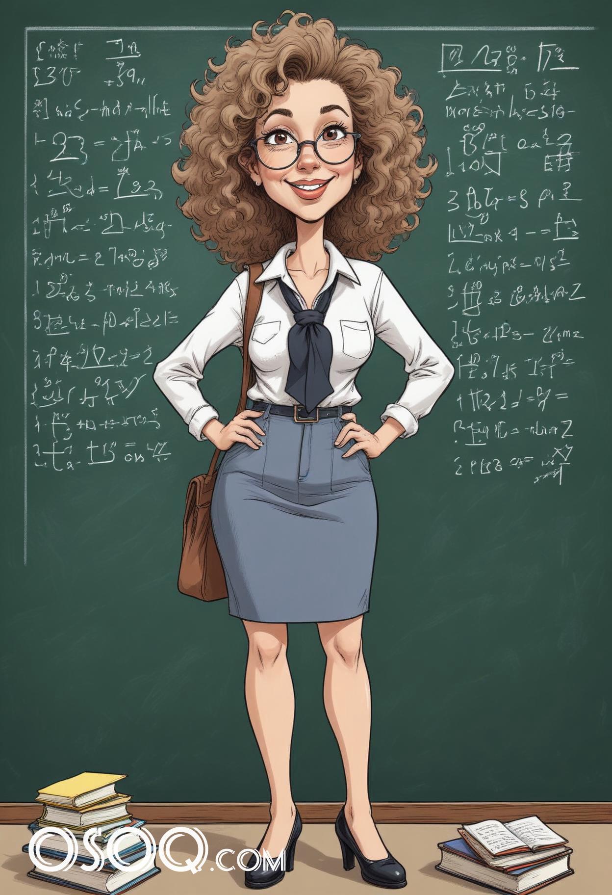 Beautiful teacher cartoon caricature drawing 02