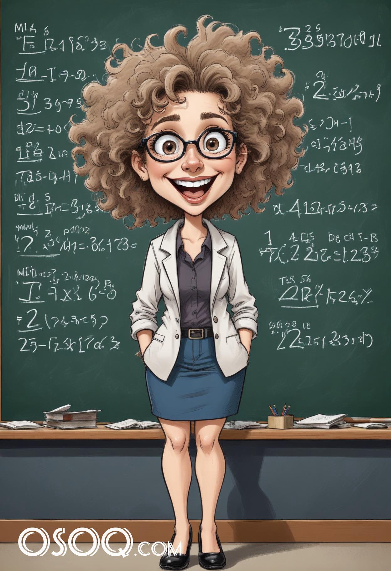 Beautiful teacher cartoon caricature drawing 03