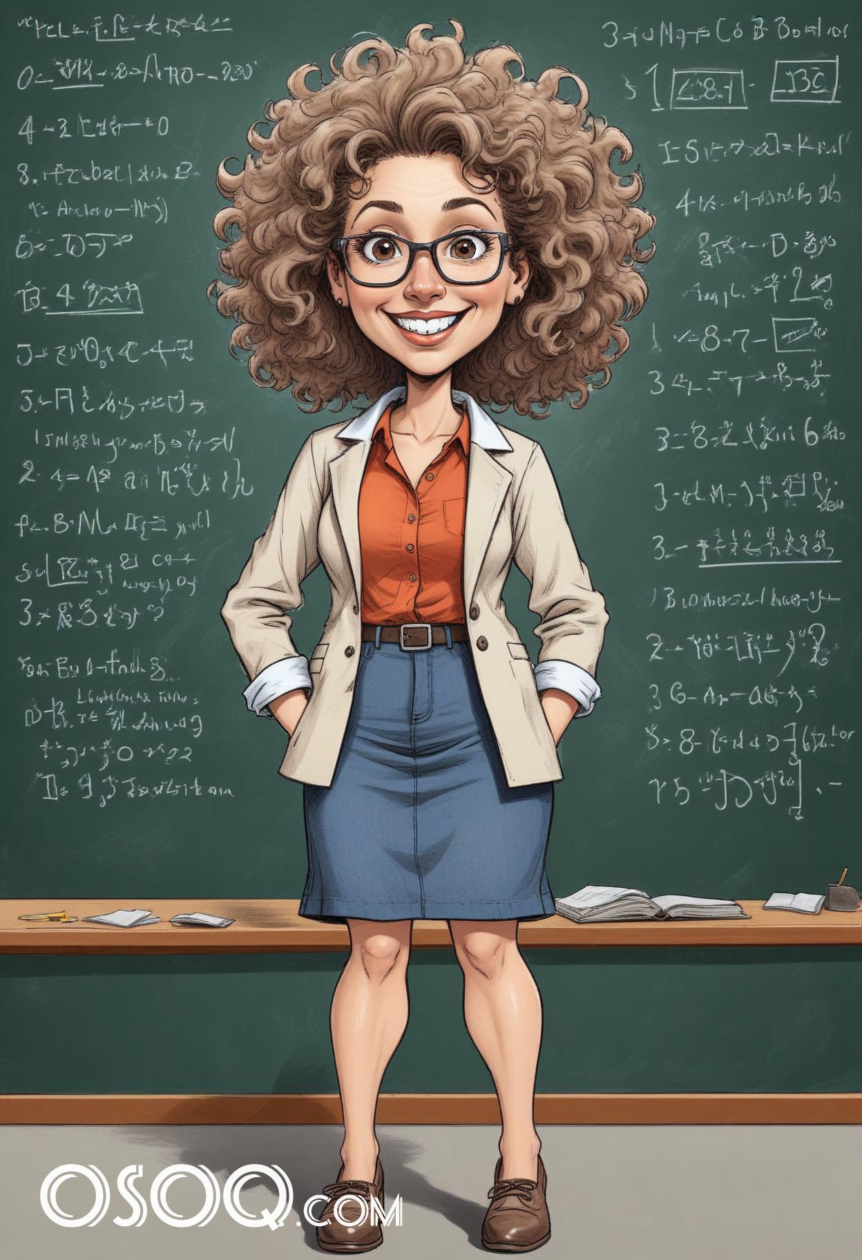 Beautiful teacher cartoon caricature drawing 05