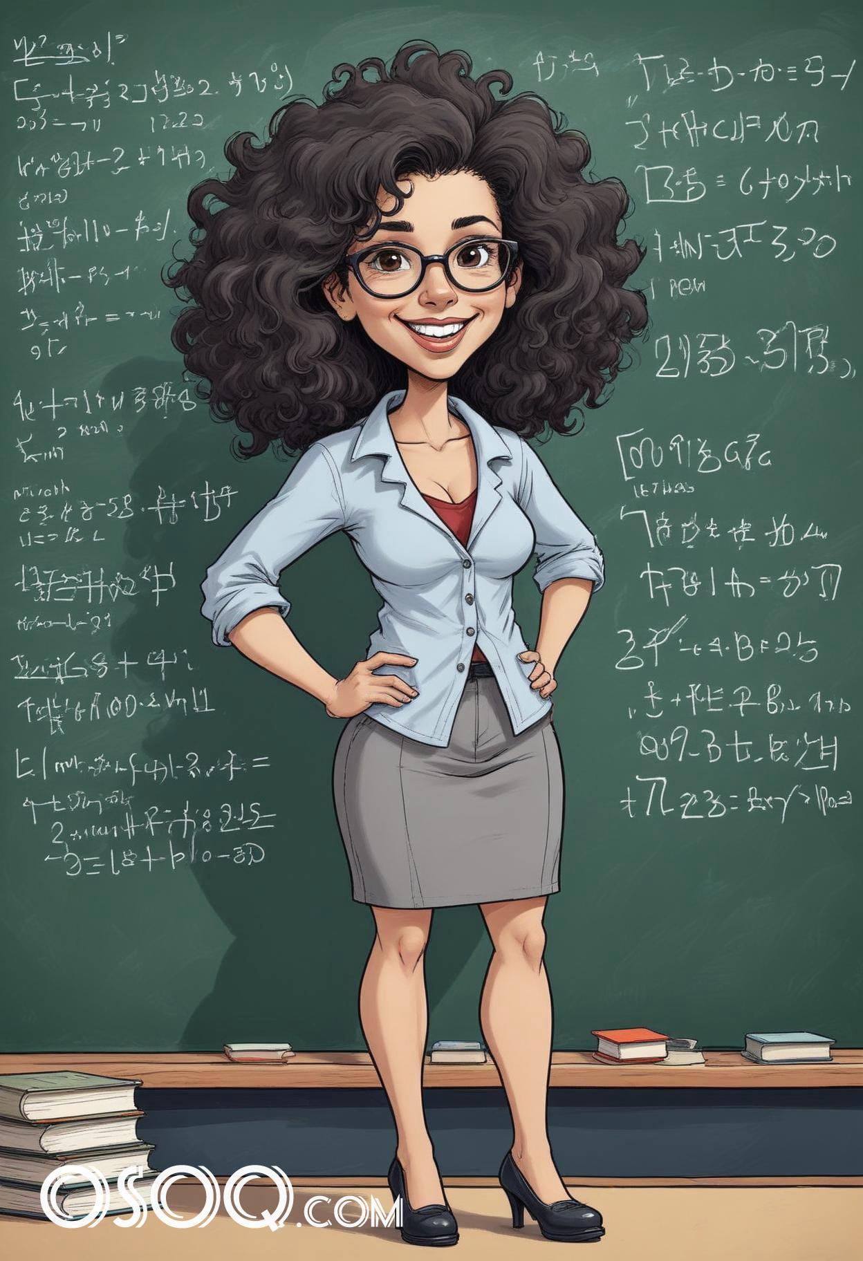 Beautiful teacher cartoon caricature drawing 06