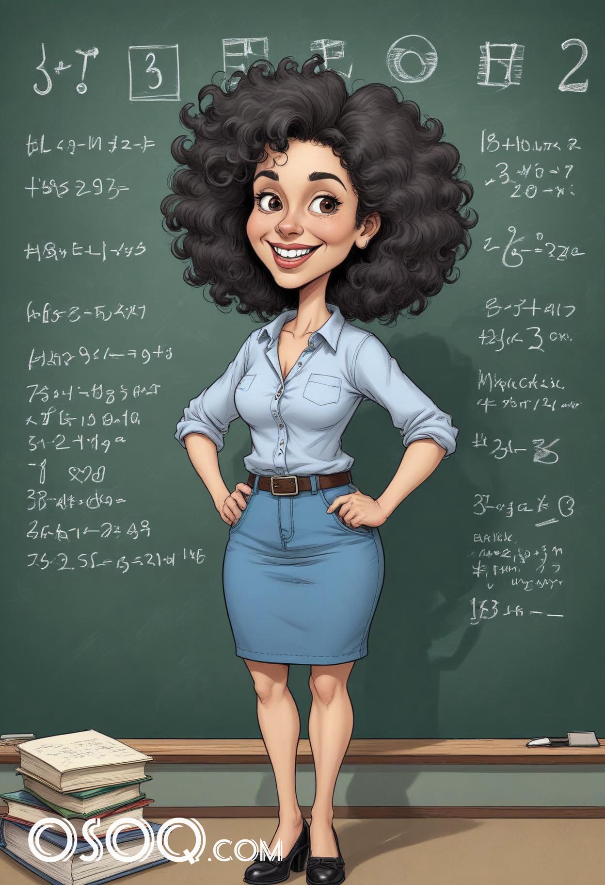 Beautiful teacher cartoon caricature drawing 07