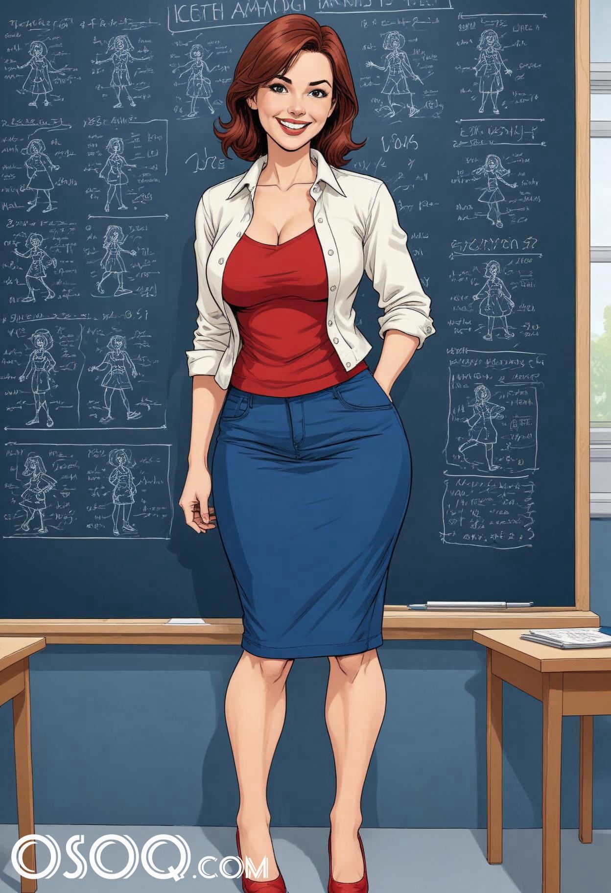 Beautiful teacher cartoon 01