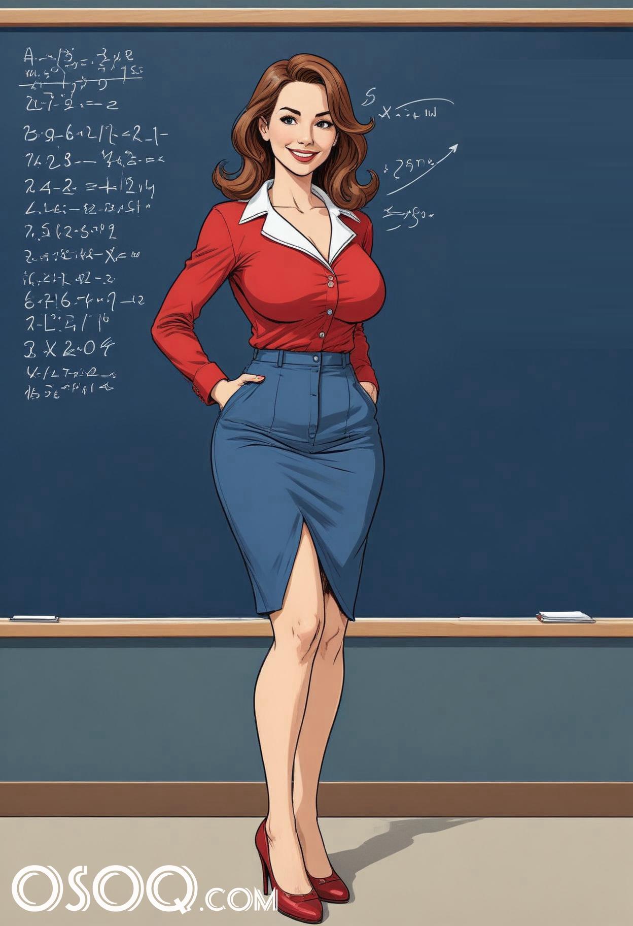 Beautiful teacher cartoon 03