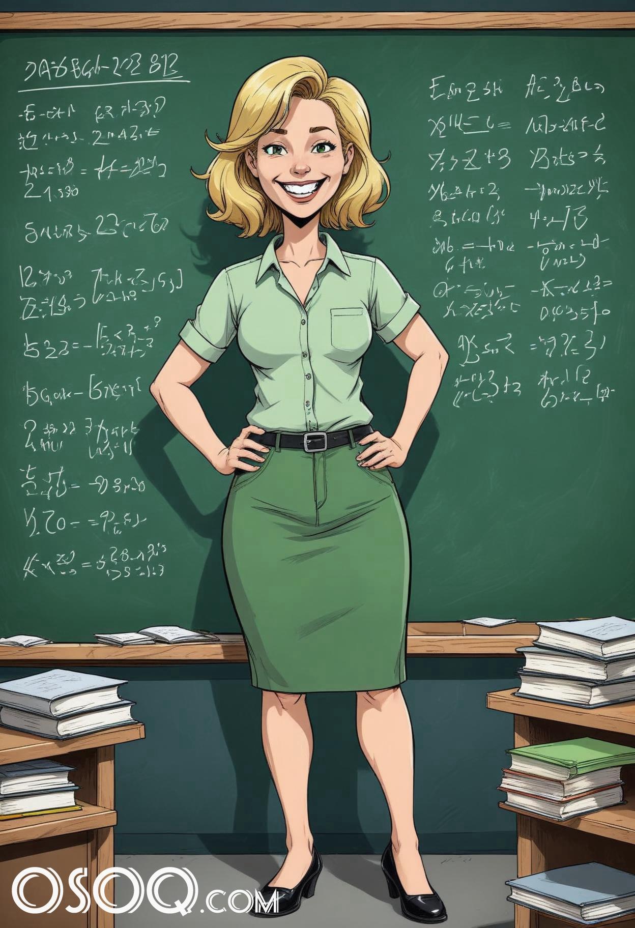 Beautiful teacher cartoon 07