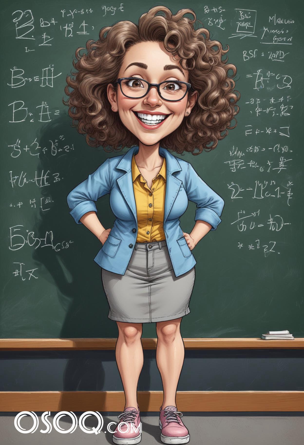 Caricature drawing teacher cute cartoon 01