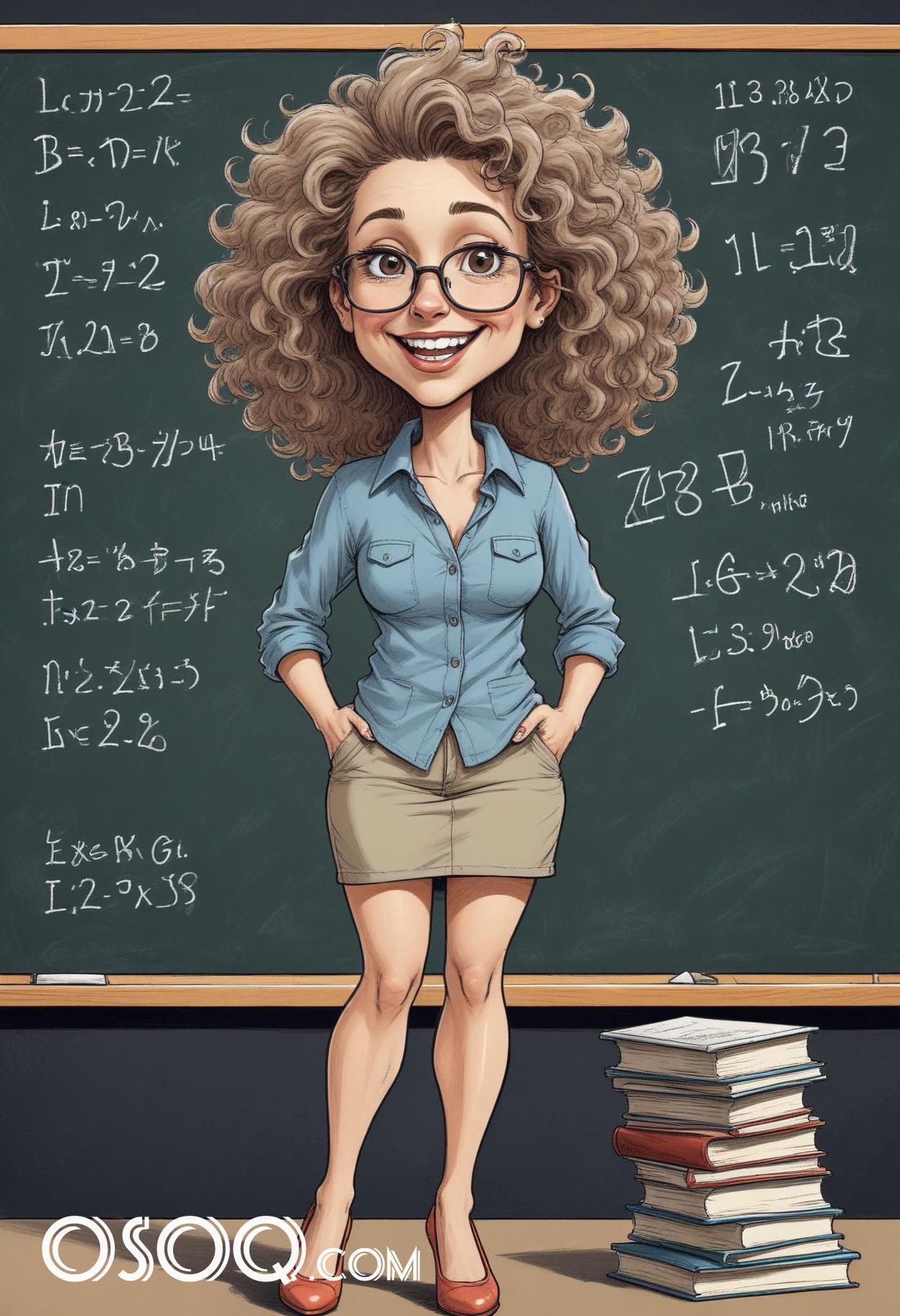 Caricature drawing teacher cute cartoon 02