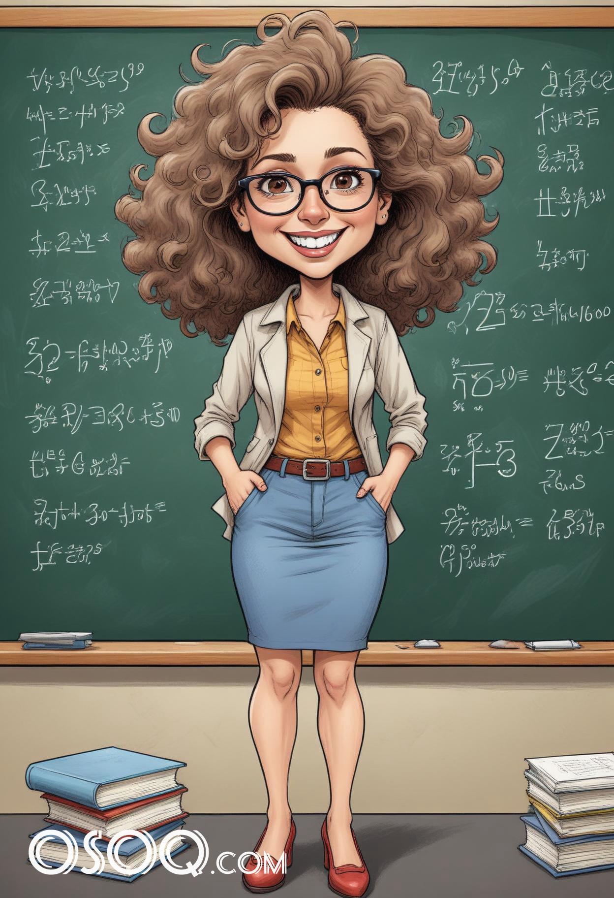 Caricature drawing teacher cute cartoon 04