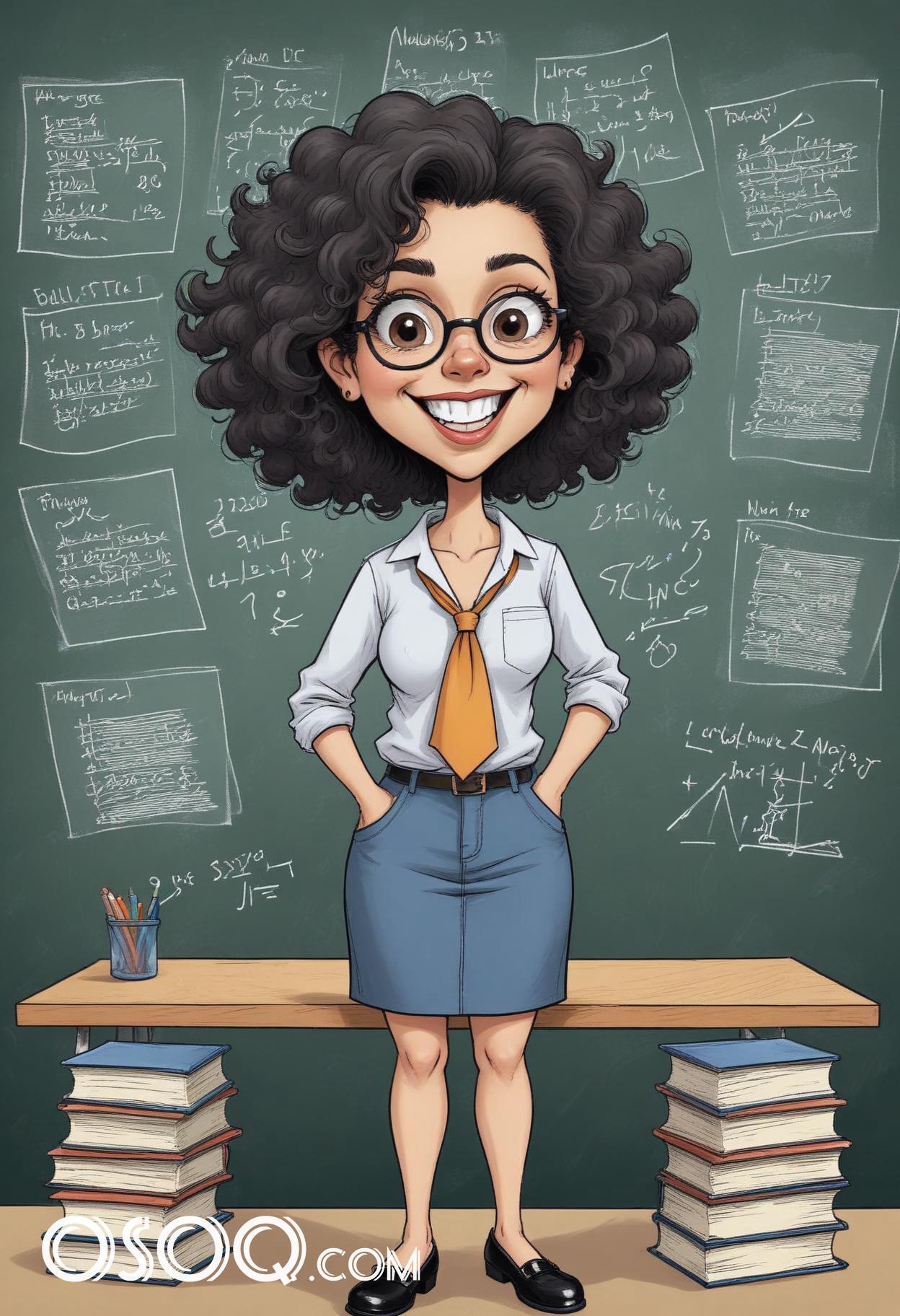 Caricature drawing teacher cute cartoon 06