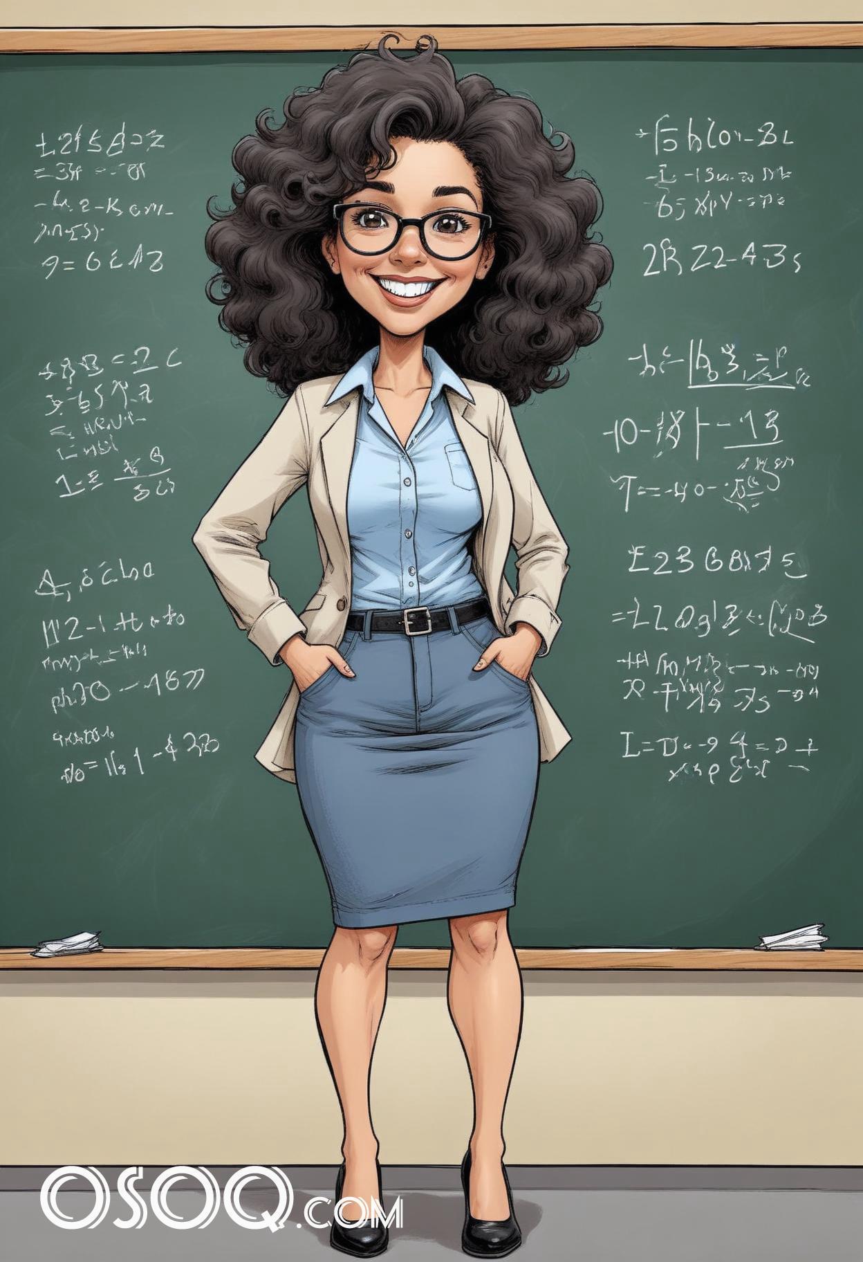 Caricature drawing teacher cute cartoon 07