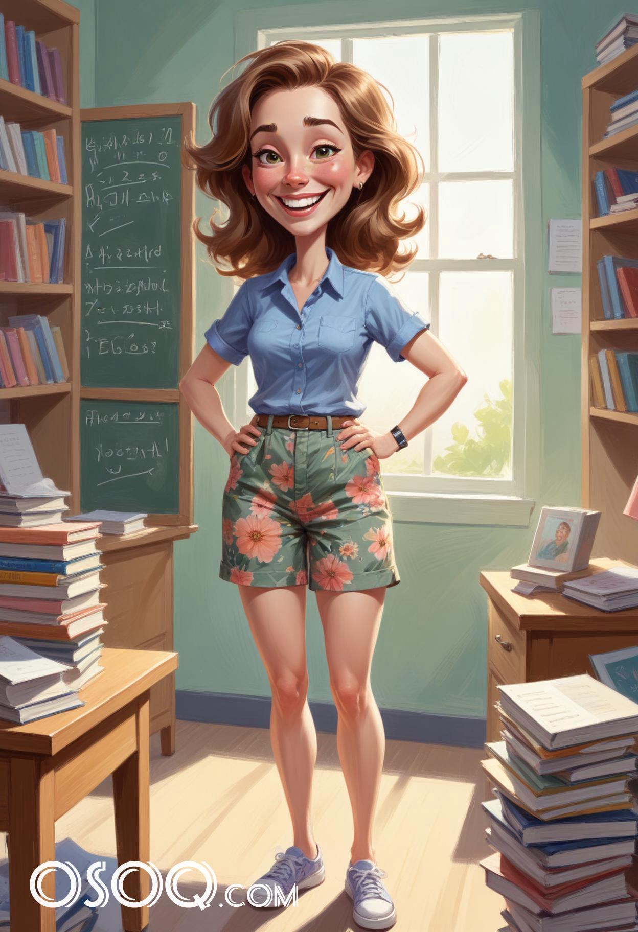 Caricature drawing teacher cute cartoon 09