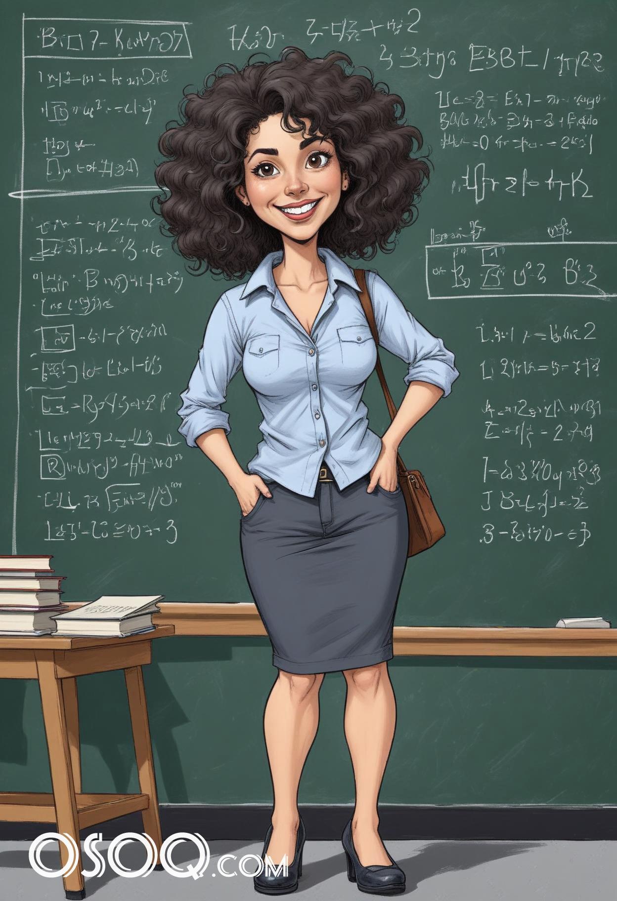 Cartoon female teacher caricature drawing 06