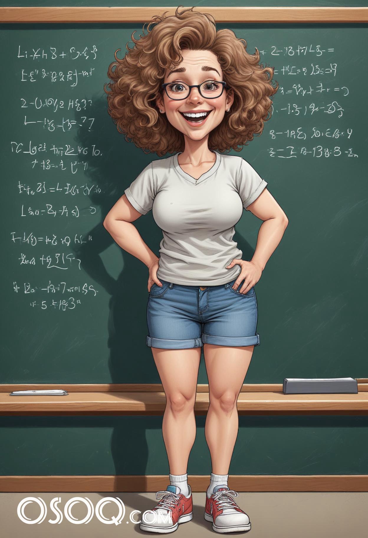 Cartoon female teacher caricature drawing 11