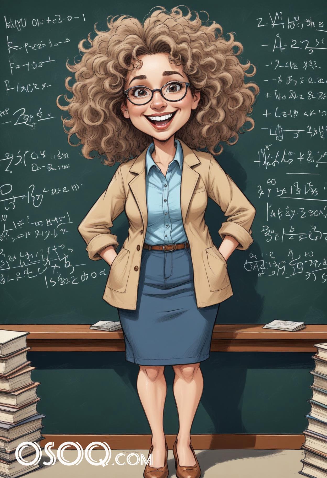 Cartoon female teacher caricature drawing 13