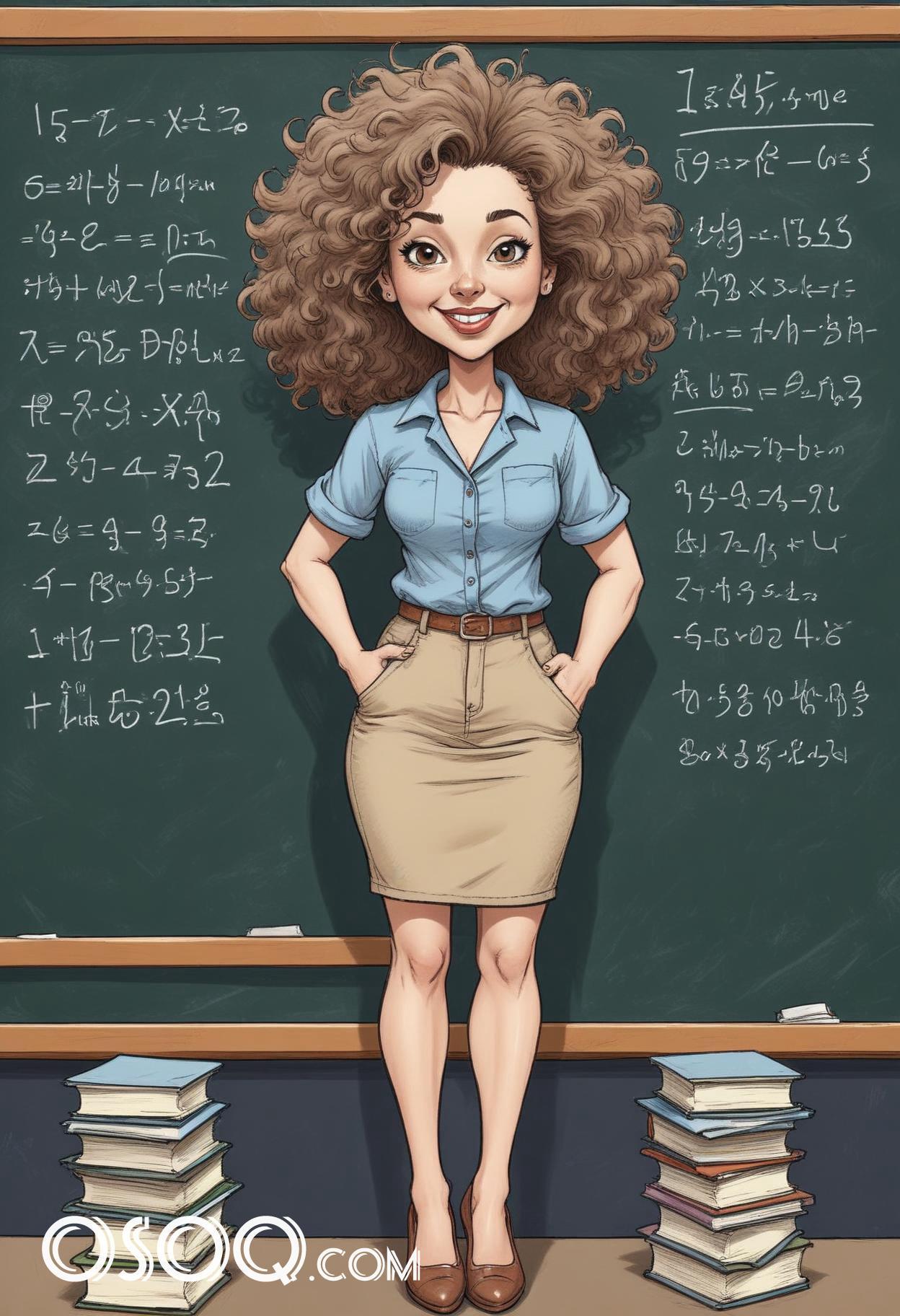 Cartoon female teacher caricature drawing 14