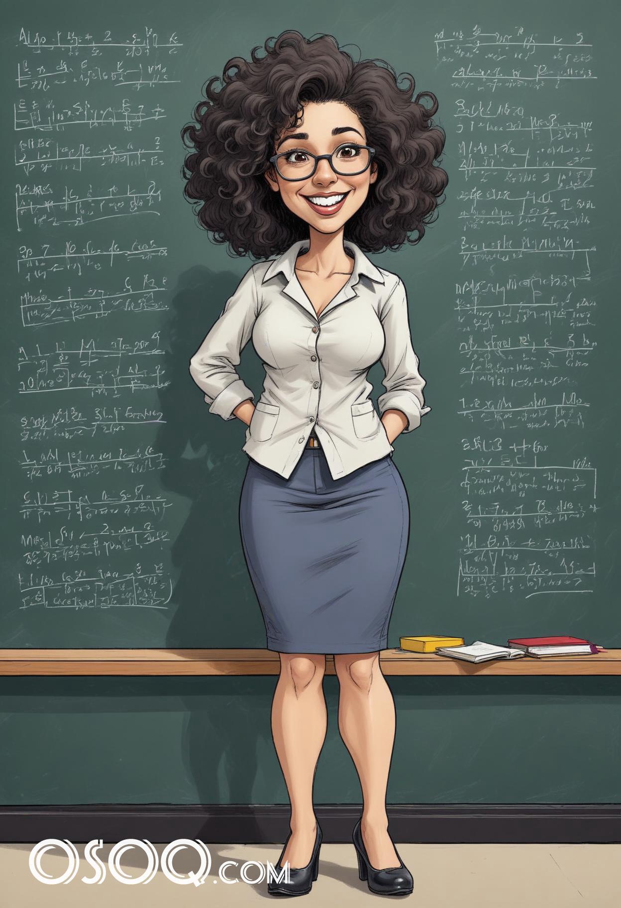 Cartoon female teacher caricature drawing 15