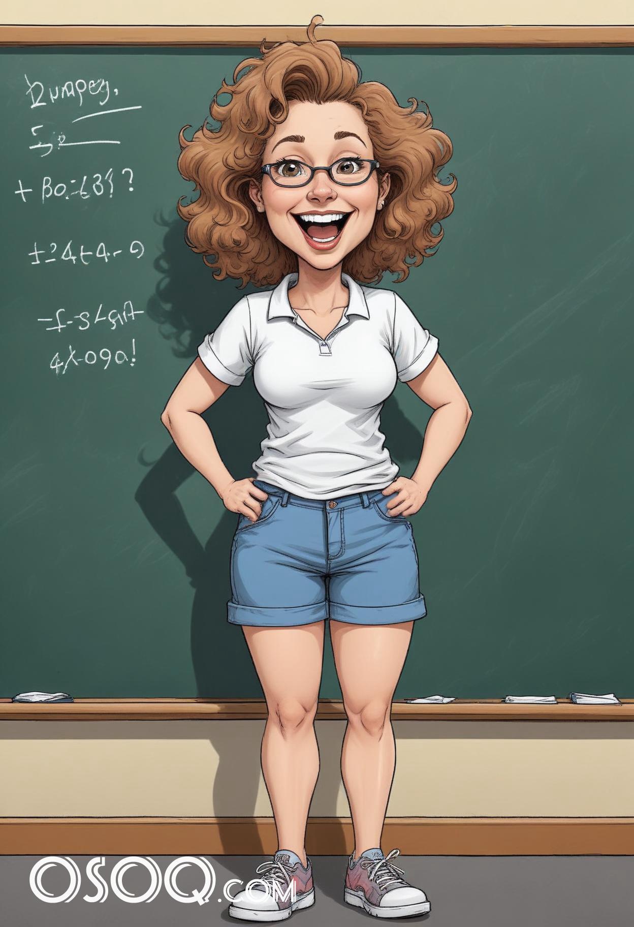 Cartoon female teacher caricature drawing 16