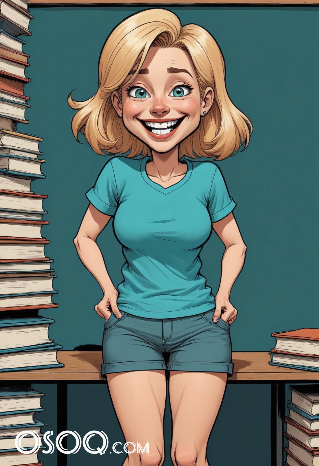 Cartoon female teacher caricature drawing 17