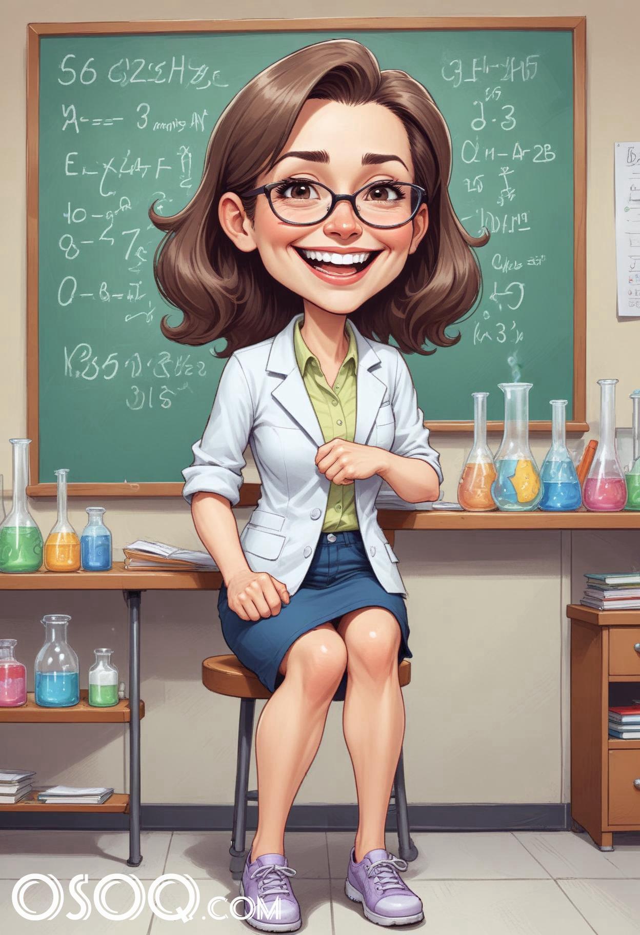 Cartoon female teacher 09