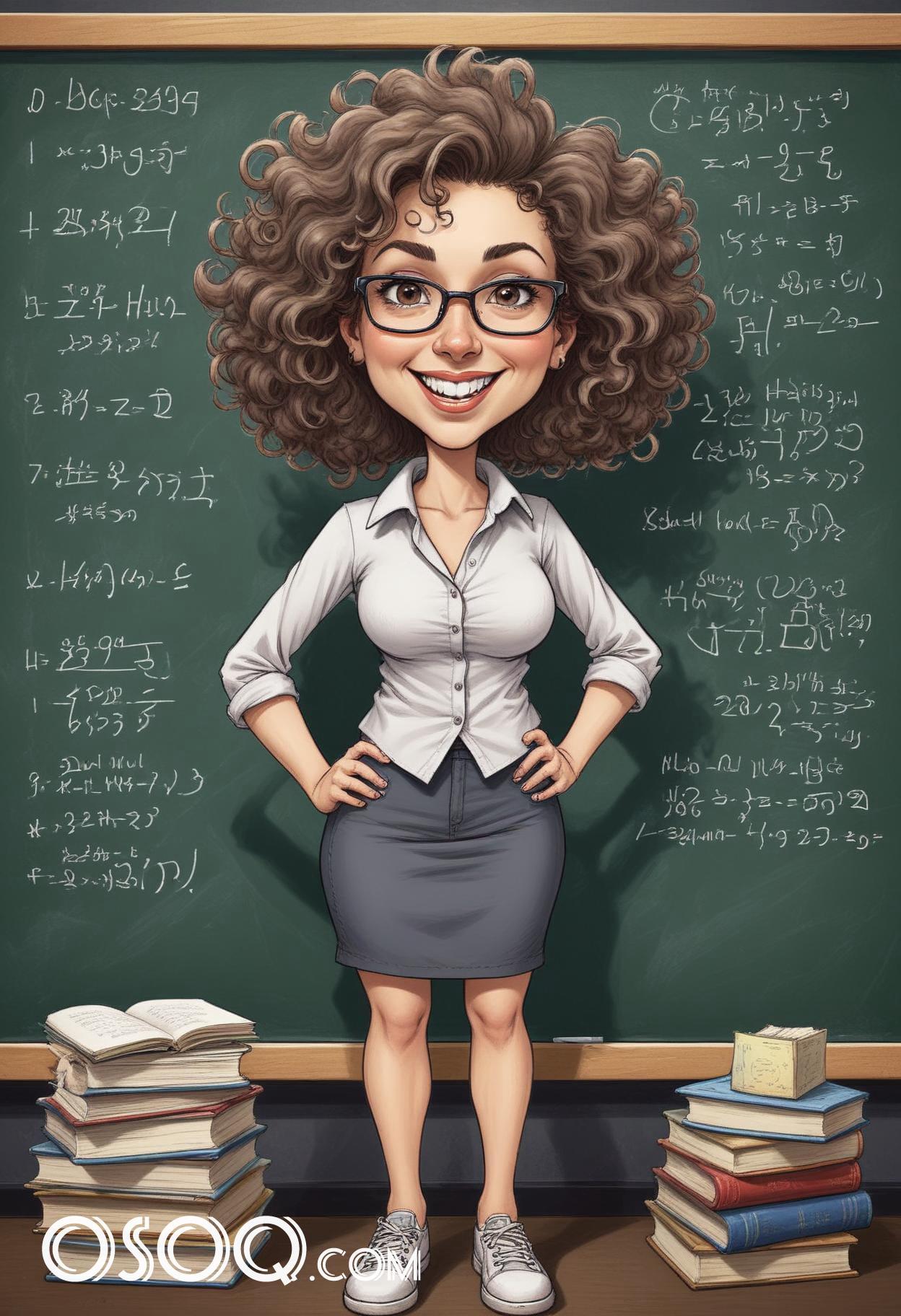 Cartoon image of a teacher caricature drawing 01