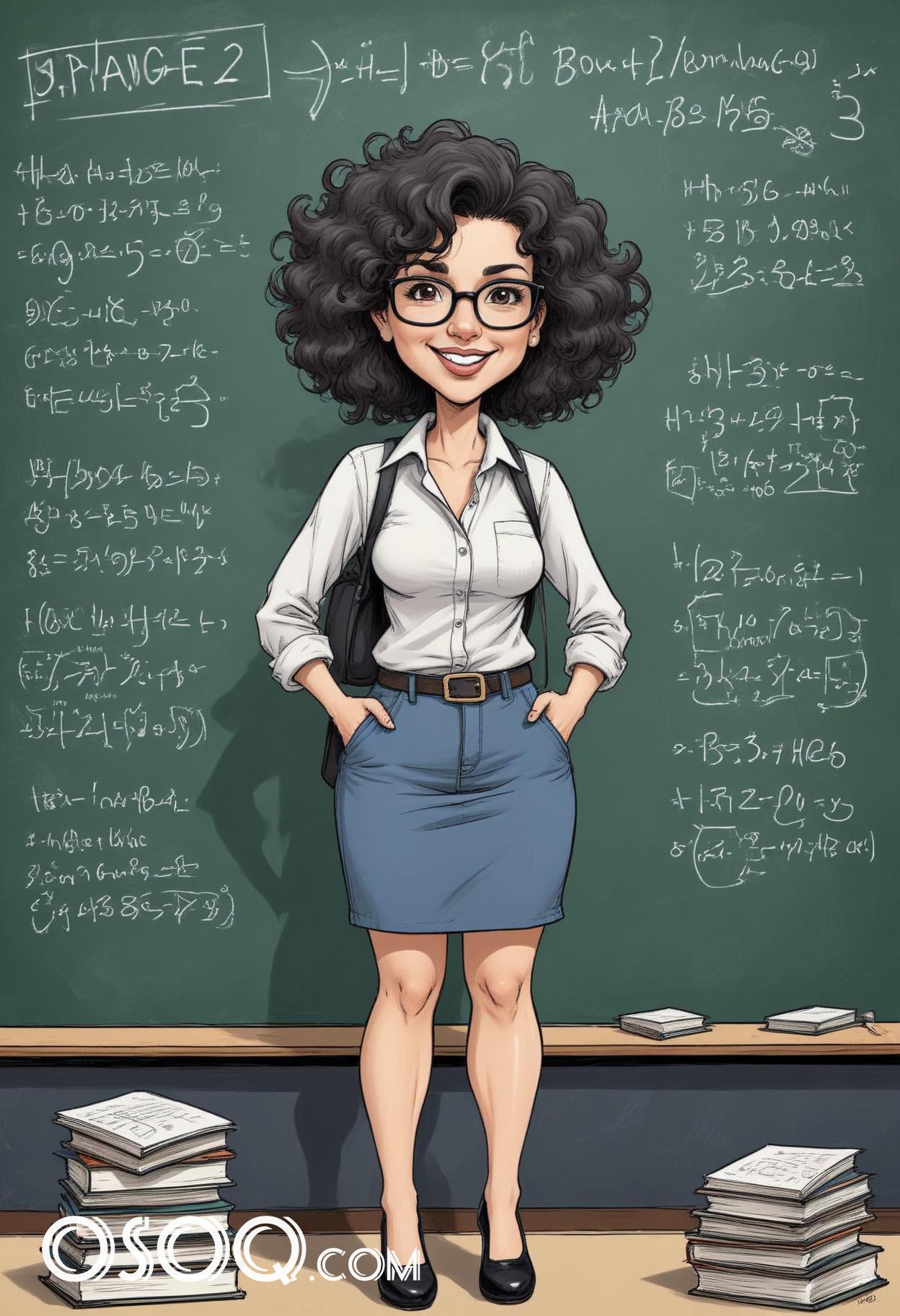 Cartoon image of a teacher caricature drawing 06