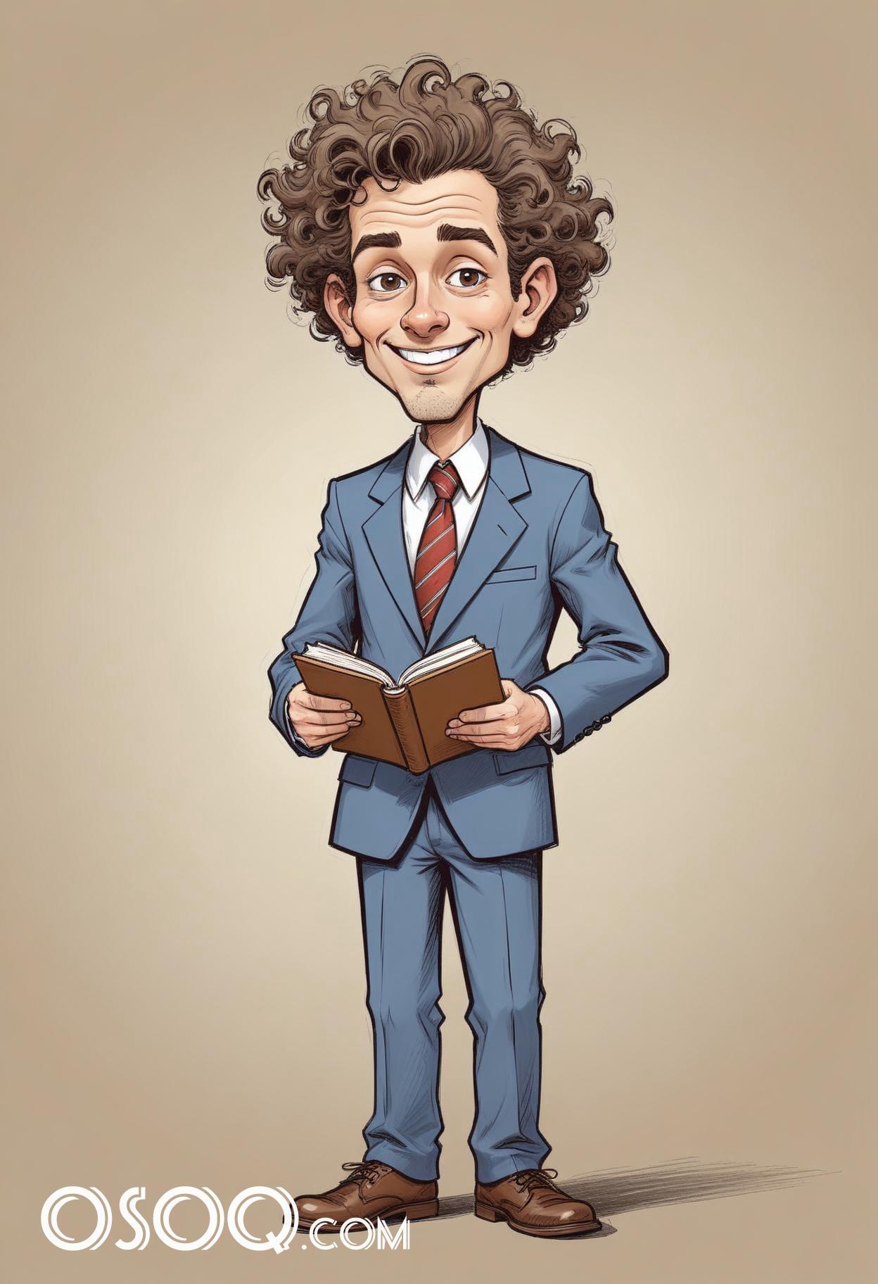 Cartoon male teacher caricature drawing 03