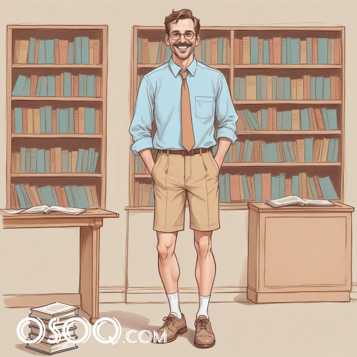 Cartoon male teacher caricature drawing 04