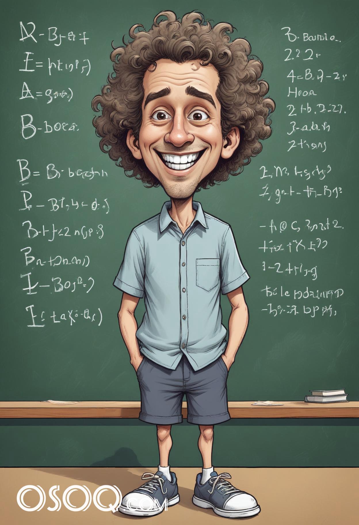 Cartoon male teacher caricature drawing 05